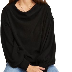 Free People Main Squeeze Hacci Top Women Small Black OB1013578 Oversized Knit